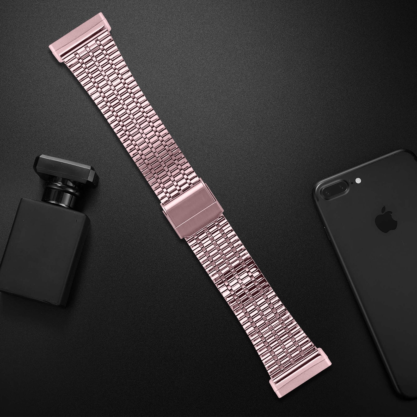 For Fitbit Versa 4 Sense 2 Stainless Steel 7-Beads Watch Band Dual Buckle Replacement Wrist Strap For Fitbit Versa 4 Sense 2 Stainless Steel 7-Beads Watch Band Dual Buckle Replacement Wrist Strap